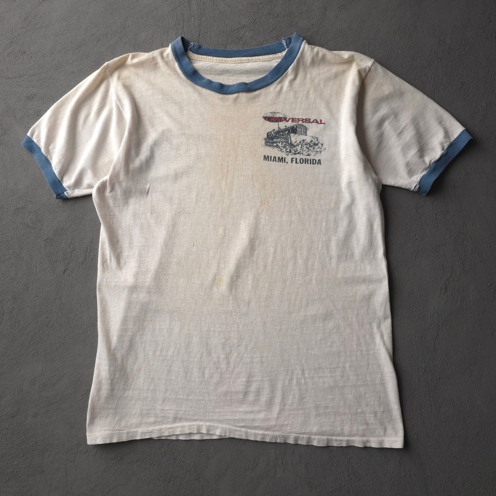 Vintage 60s White Universal Miami Florida Ringer T-shirt Small Graphic